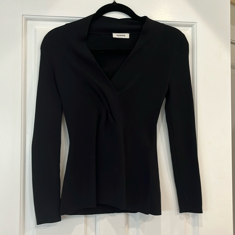 Sandro size 1 V-neck ribbed shirt.